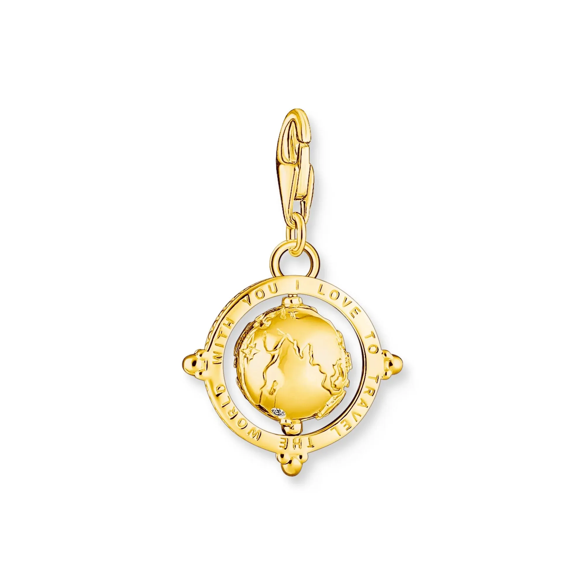 Charm Pendant Vintage Globe Gold Multi Stone