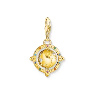 Charm Pendant Vintage Globe Gold Multi Stone