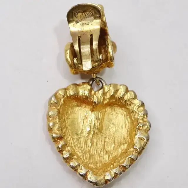 Christian Lacroix 1980s Gold Plated Heart Earrings