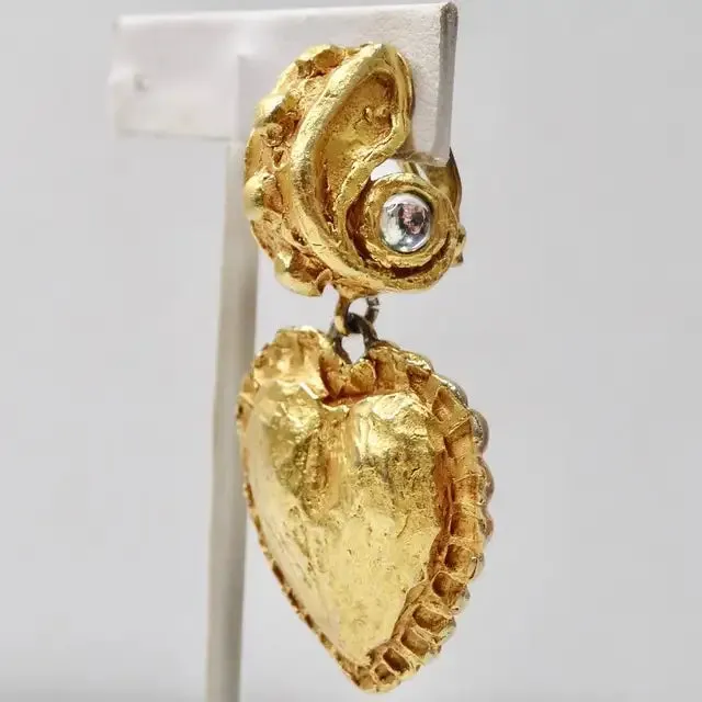 Christian Lacroix 1980s Gold Plated Heart Earrings