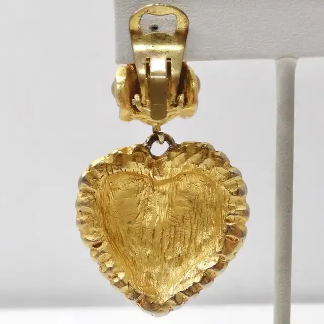 Christian Lacroix 1980s Gold Plated Heart Earrings