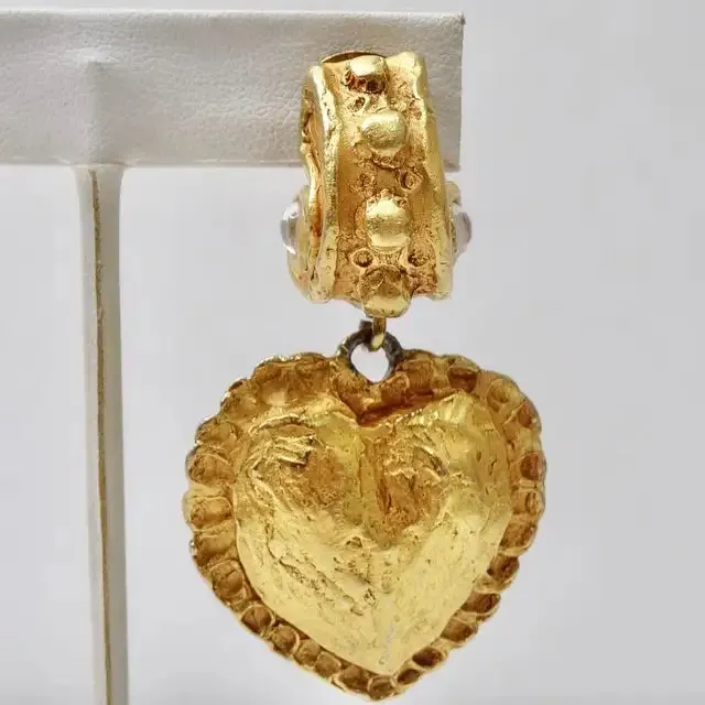 Christian Lacroix 1980s Gold Plated Heart Earrings