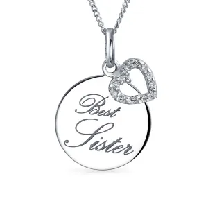 Circle Disc Best Friends Pendant Necklace Sterling Silver for Sisters Sorority