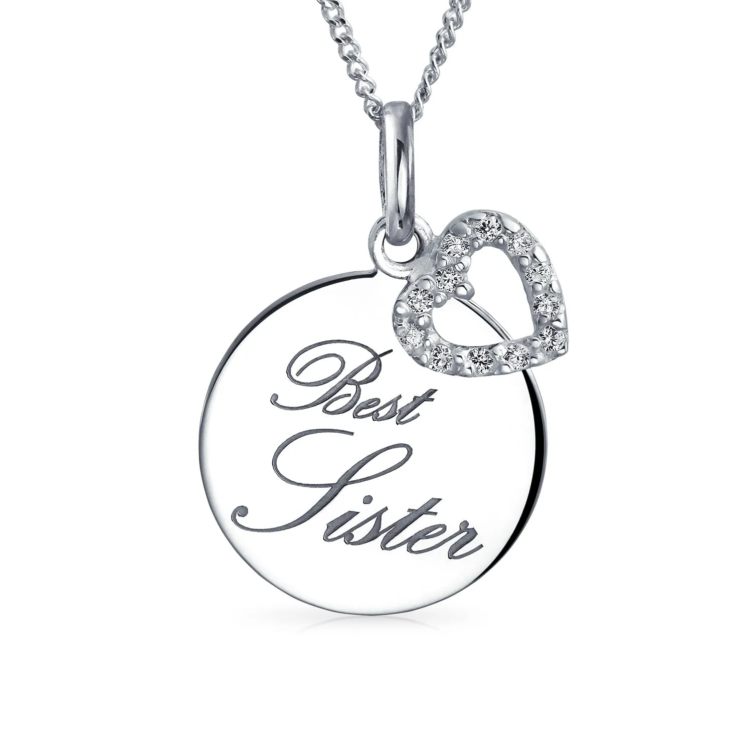 Circle Disc Best Friends Pendant Necklace Sterling Silver for Sisters Sorority