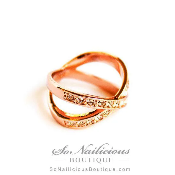 Cross Gold Ring With Diamantes - ONLY 1 LEFT!