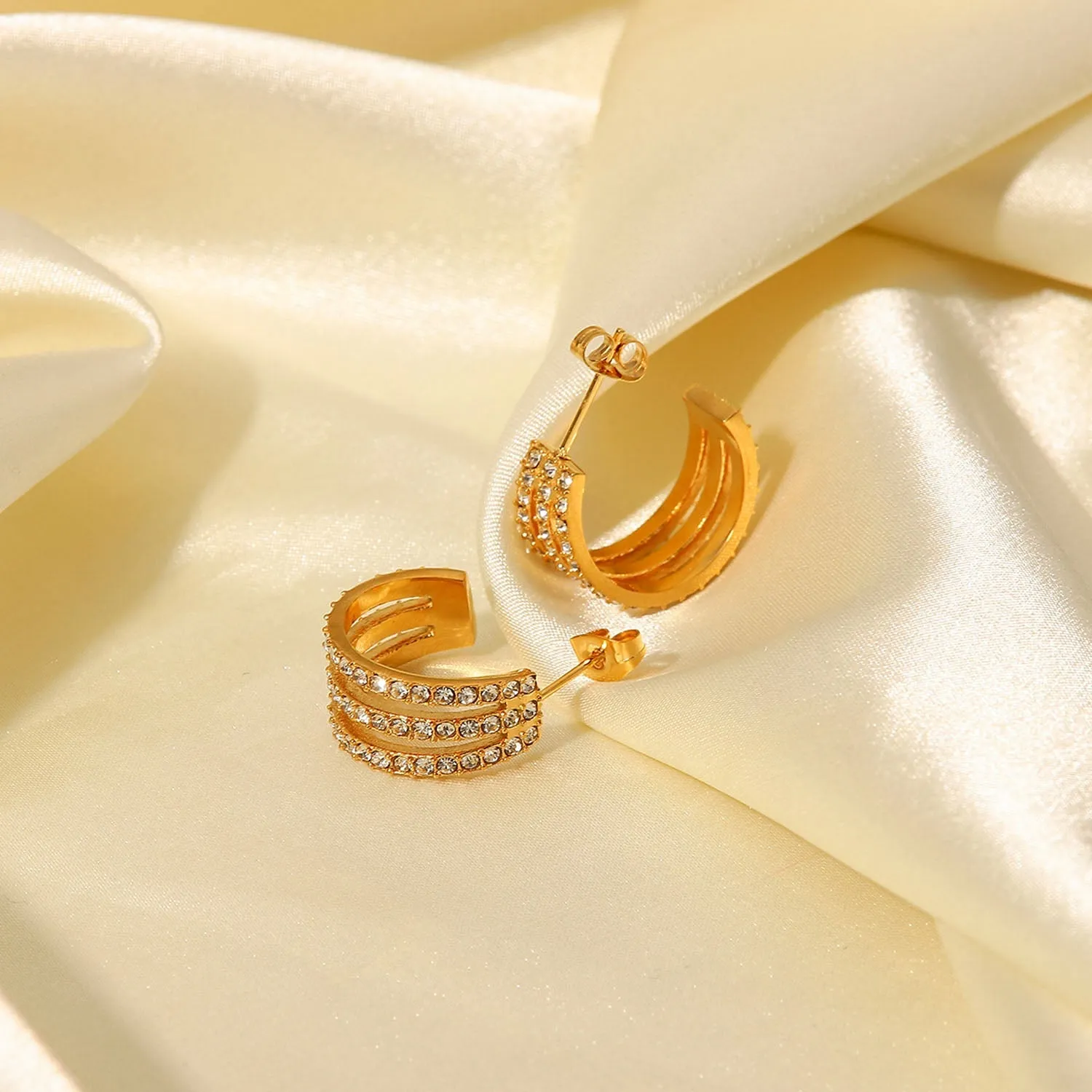 Crystal C Hoop Gold Earrings: Shine Bright Fashion Jewelry