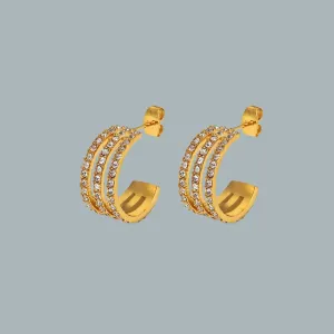 Crystal C Hoop Gold Earrings: Shine Bright Fashion Jewelry