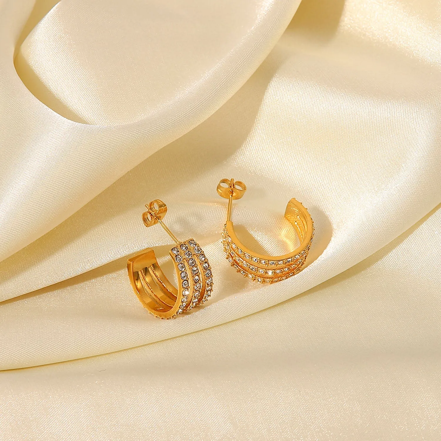 Crystal C Hoop Gold Earrings: Shine Bright Fashion Jewelry