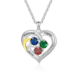 Customized Heart Pendant with Round Birthstone