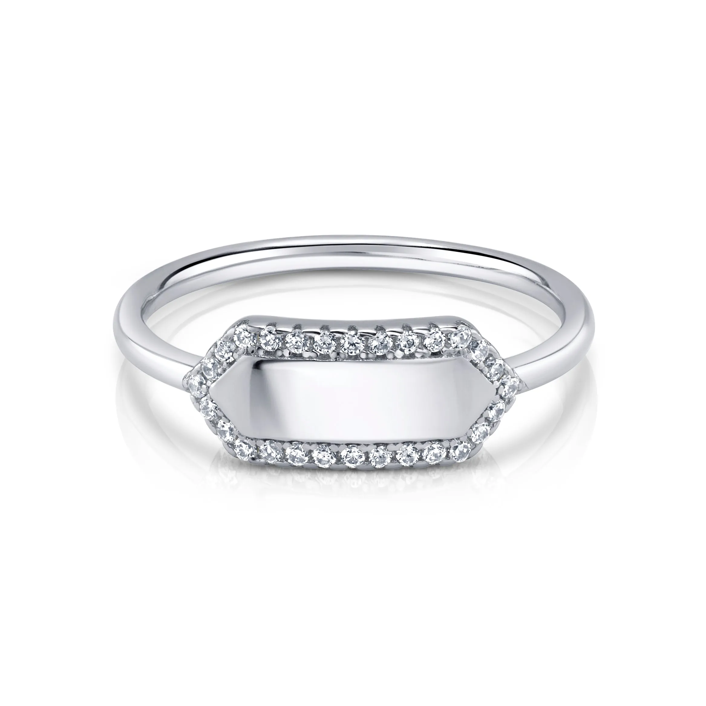 CZ FRAME RING, SILVER