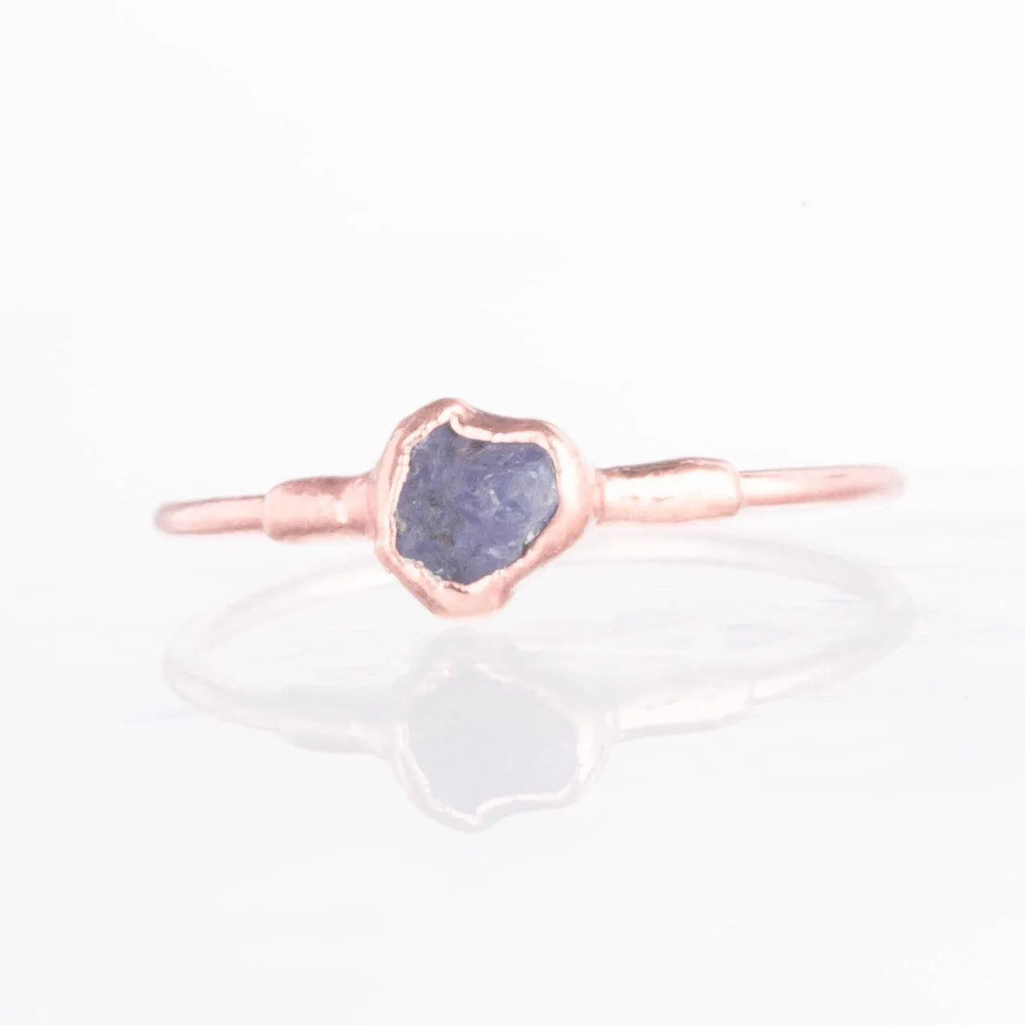 Dainty Raw Tanzanite Ring in Rose Gold