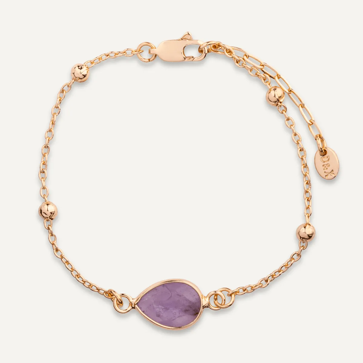 Delicate Amethyst Clasp Bracelet In Gold-Tone