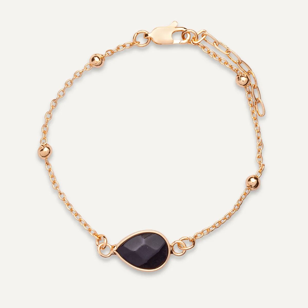 Delicate Black Spinel Clasp Bracelet In Gold-Tone