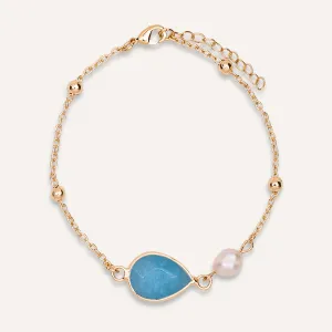 Delicate Cerulean Pearl Clasp Bracelet In Gold-Tone