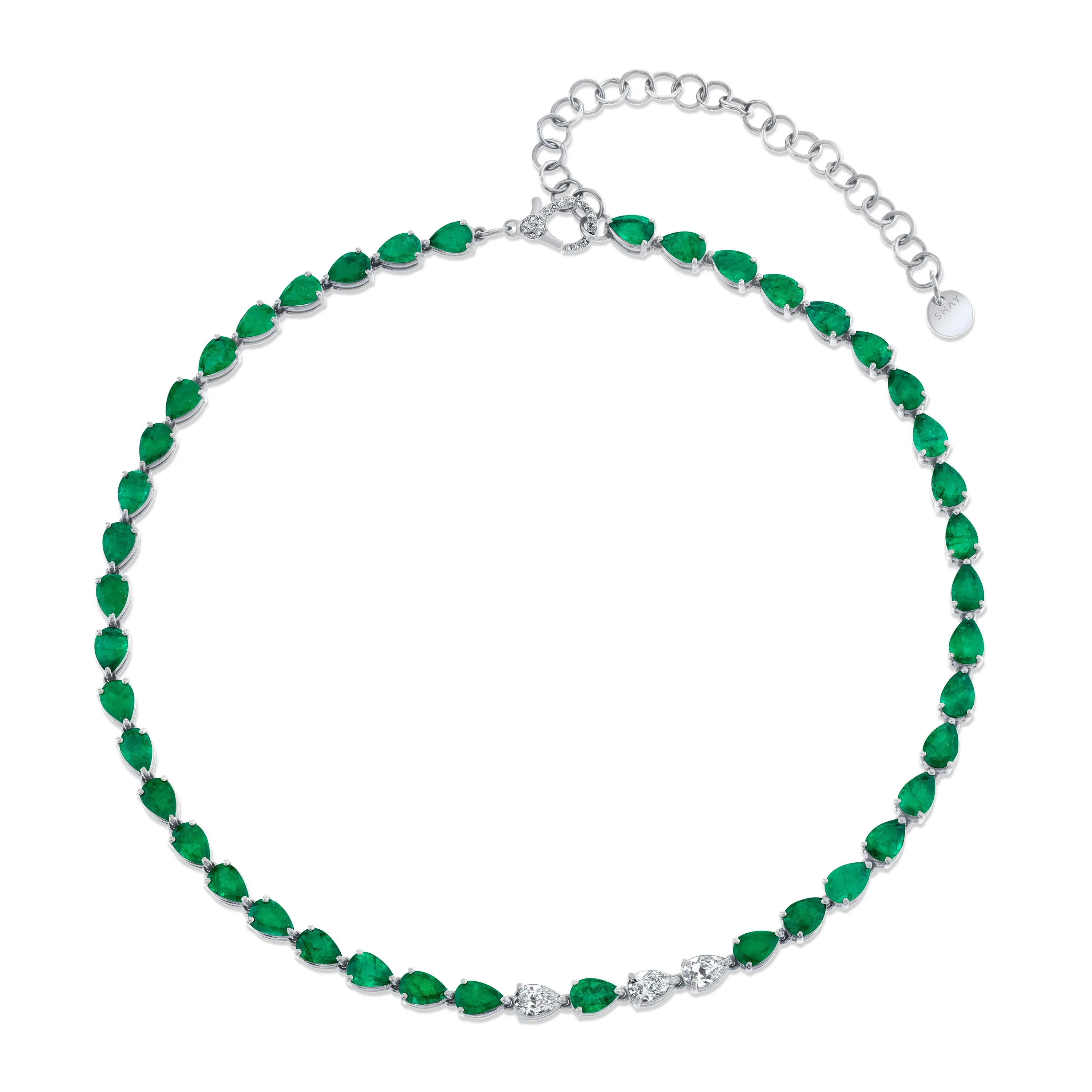 EMERALD & DIAMOND PEAR DROP NECKLACE