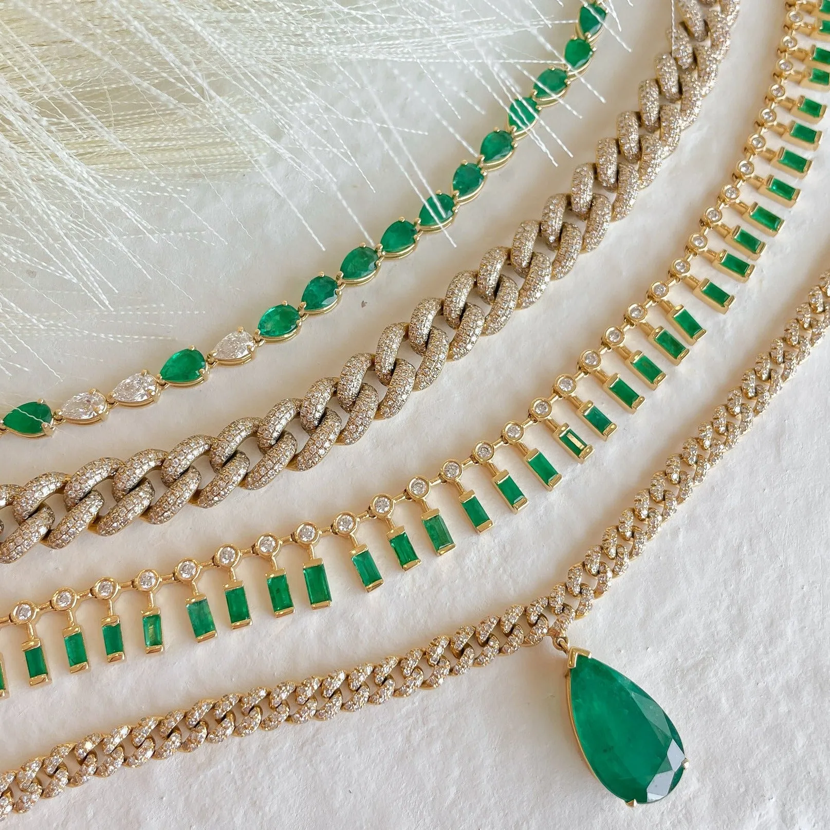 EMERALD & DIAMOND PEAR DROP NECKLACE