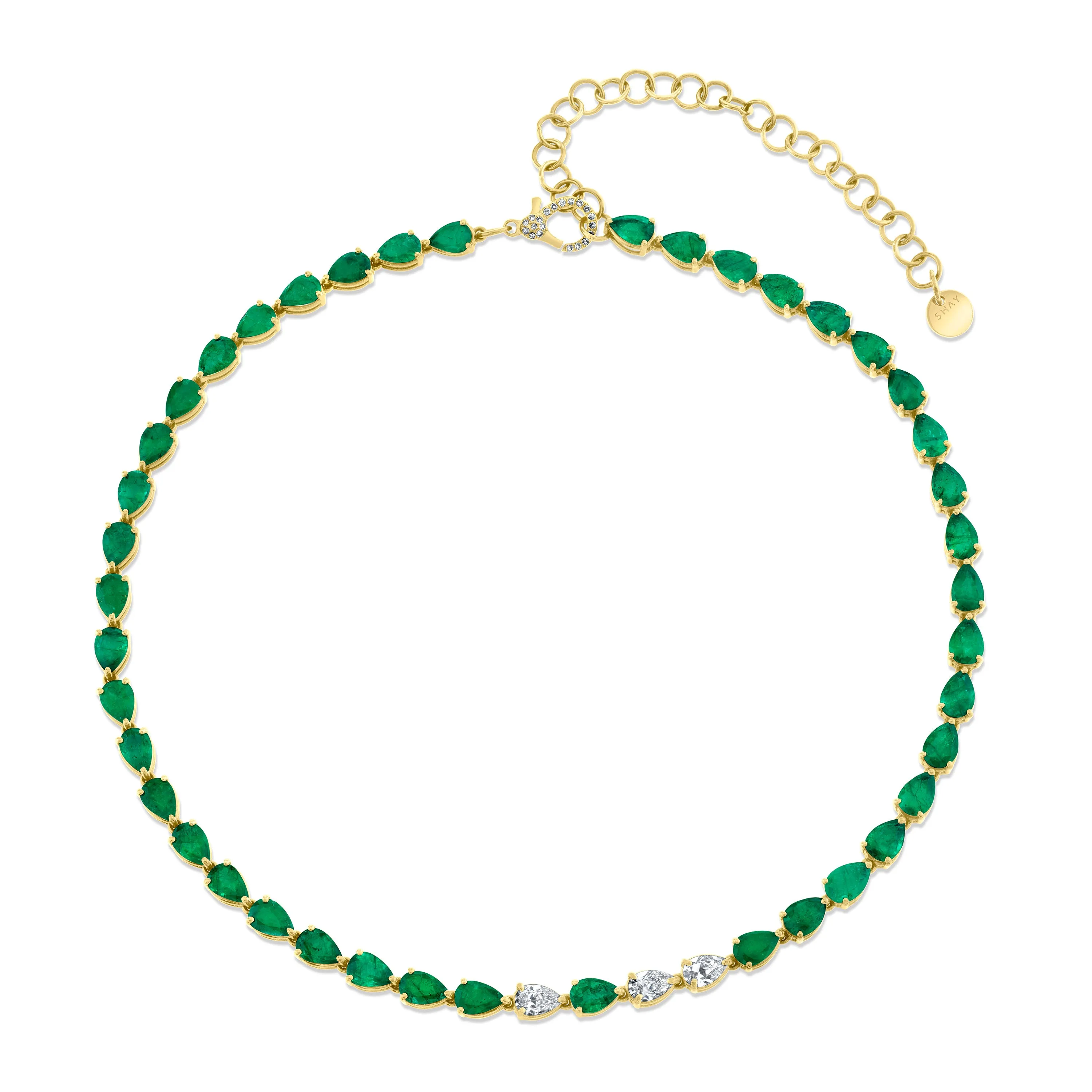 EMERALD & DIAMOND PEAR DROP NECKLACE