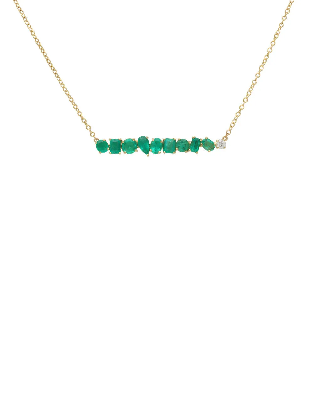 Emerald and Diamond Bar Necklace