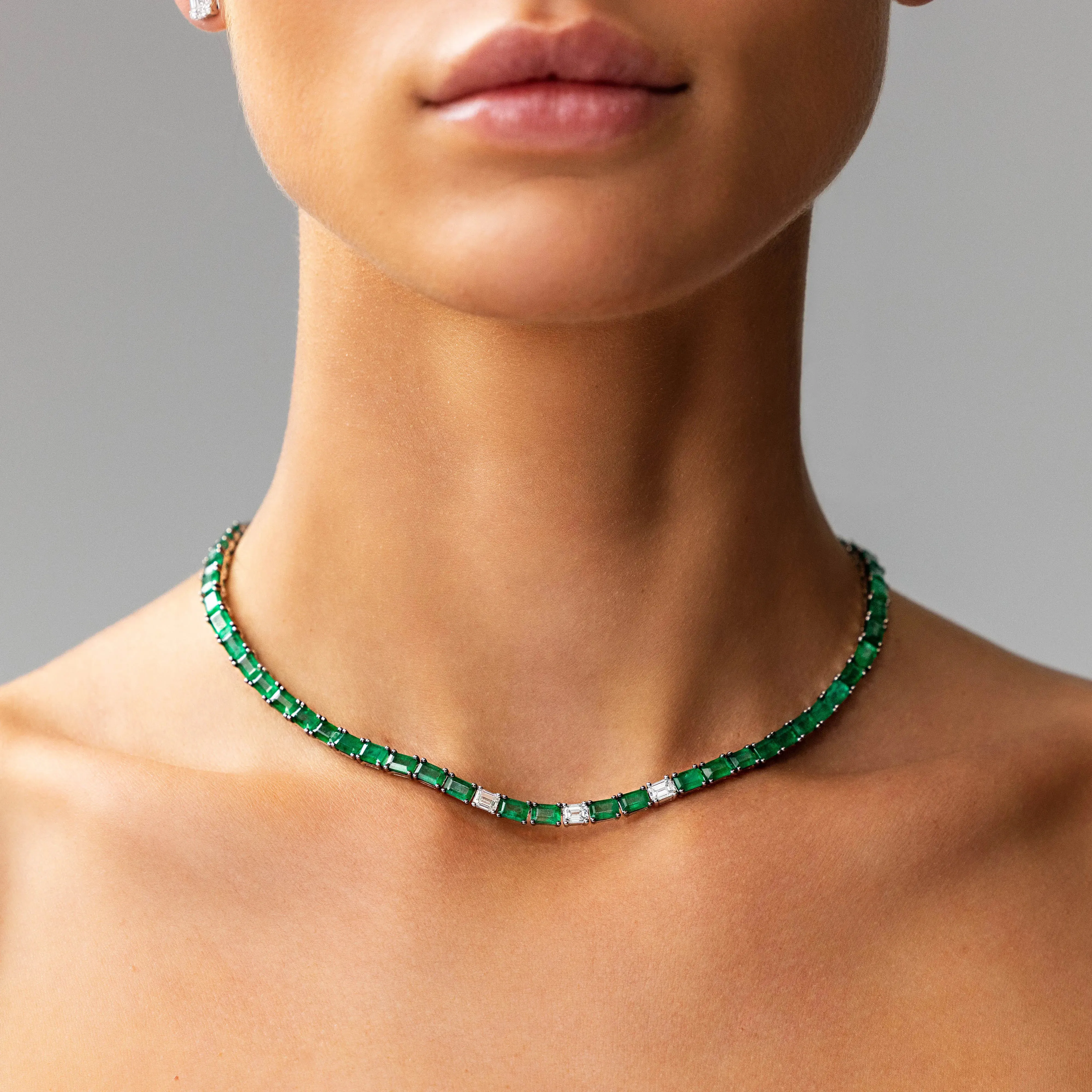 Emerald and Diamonds Half Necklace