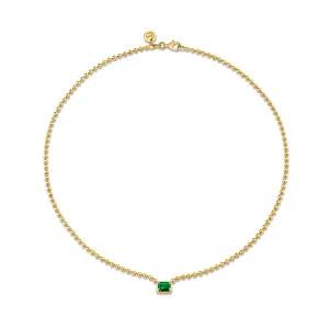 Emerald Cut Emerald on Orb Chain Necklace | Ready to Ship