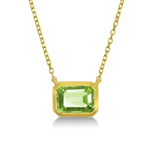 Emerald Cut Peridot Pendant in 14K Yellow Gold