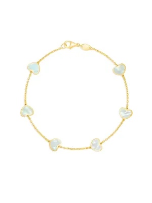 Endless Heart Pearl Bracelet 14K