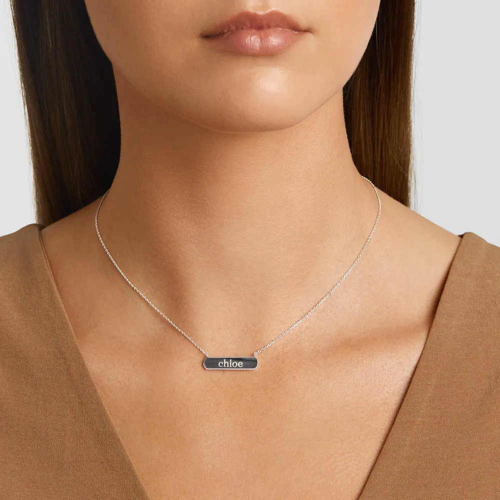 Engravable Horizontal Bar Necklace in Silver