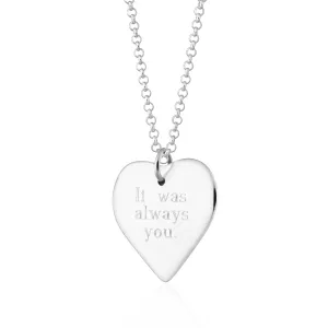 Engraved Silver Heart Necklace (Large)