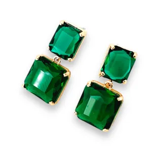 Envy Glass Dropper Earrings Emerald