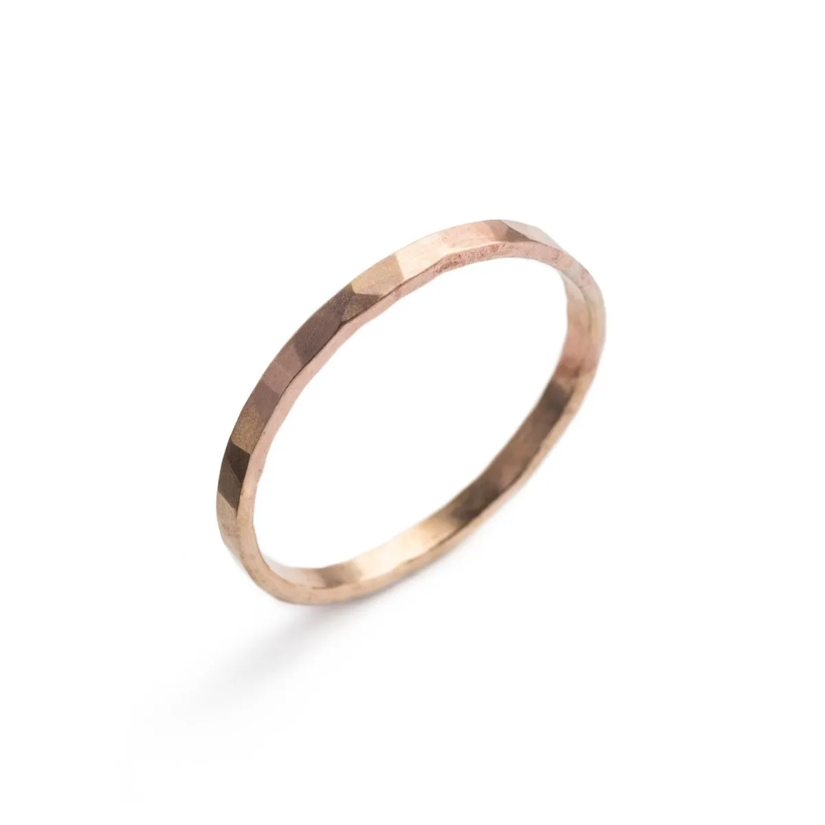 Faceted Solid Gold stacker ring