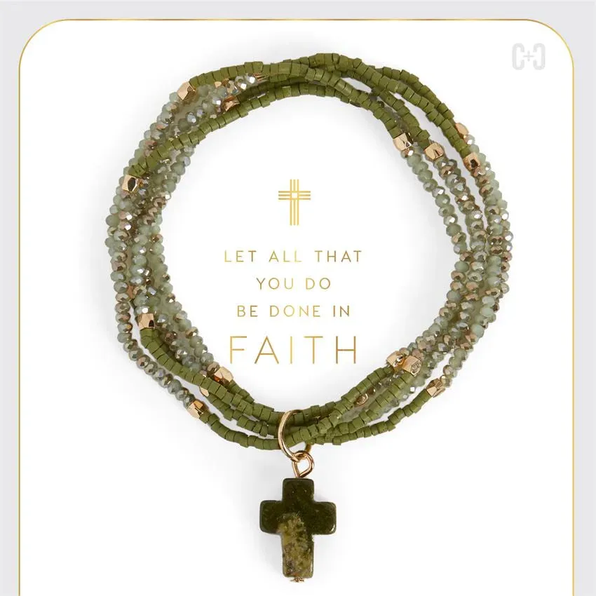 Faithfully Beaded Cross Bracelet