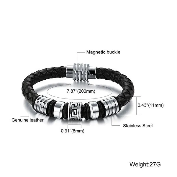 Fashion Stainless Steel Bracelet Genuine Leather Bracelets & Bangles Women & Men Jewelry