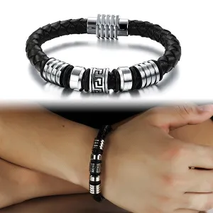 Fashion Stainless Steel Bracelet Genuine Leather Bracelets & Bangles Women & Men Jewelry