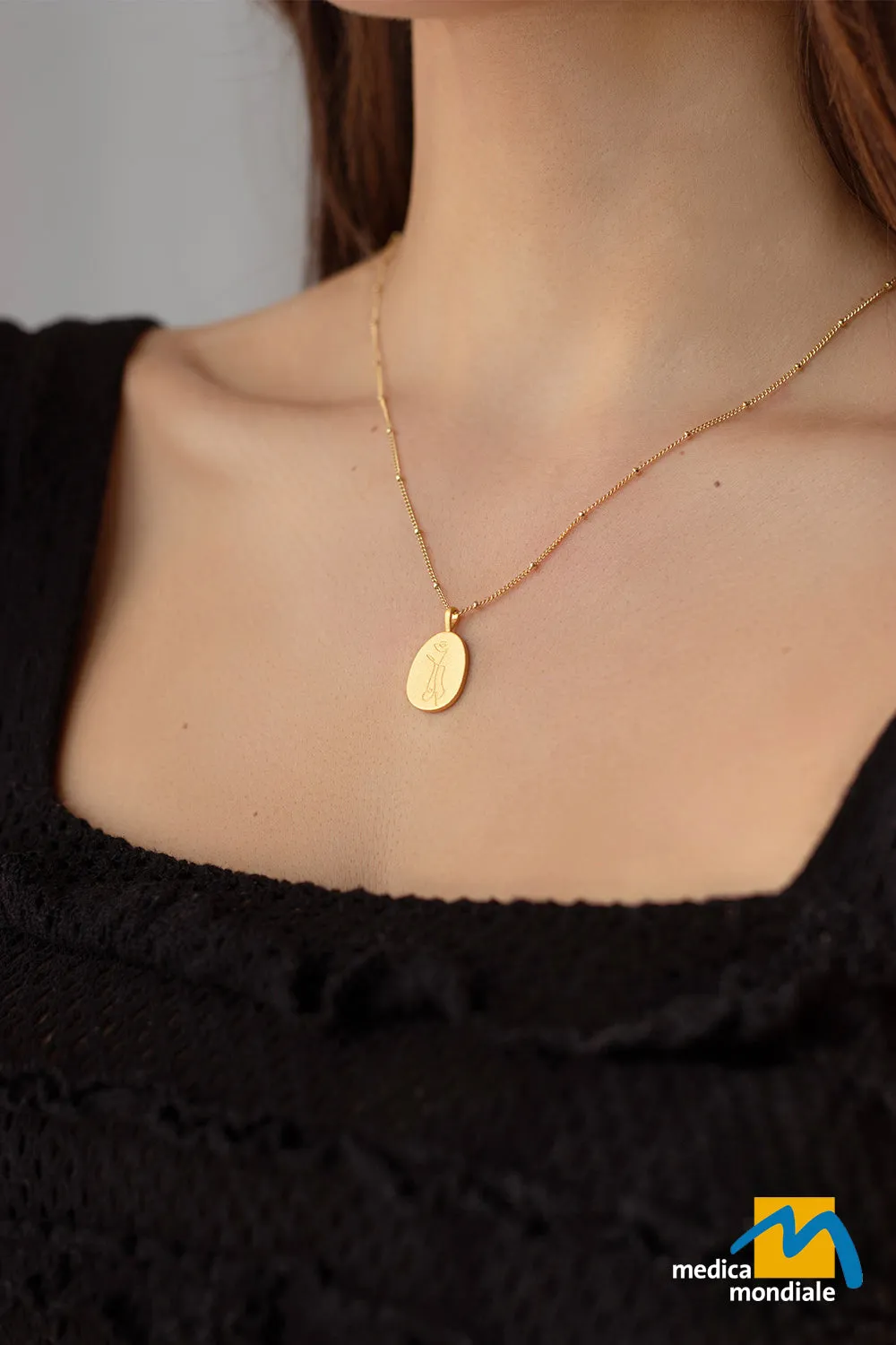 Female Silhouette Necklace 14K Gold Plated Single