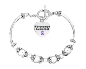 Fibromyalgia Awareness Purple Ribbon Partial Beaded Bracelets