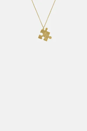 Floral Puzzle Piece Necklace Gold