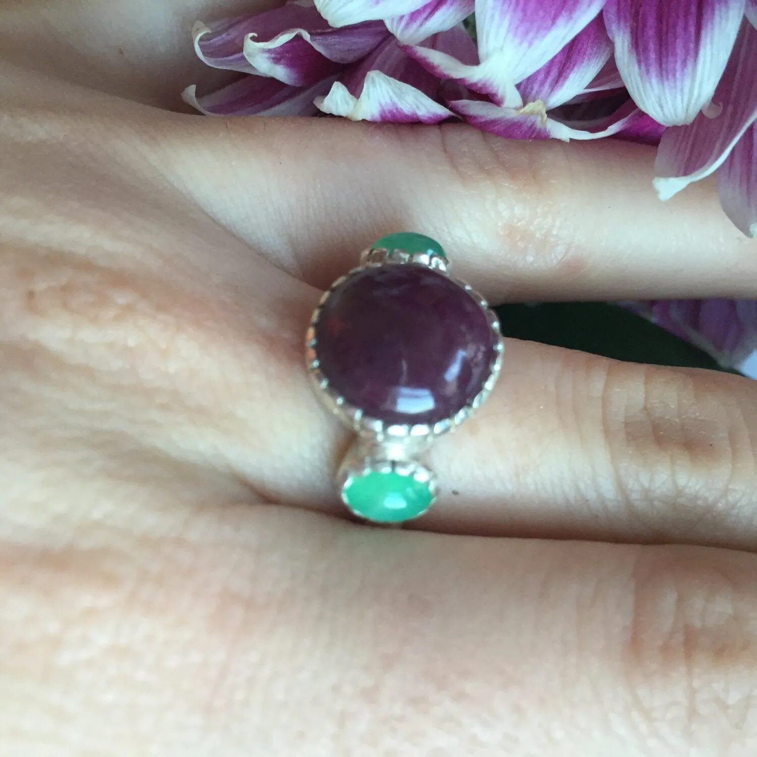 Genuine Ruby Ring - Red Round Ring - Vintage Cocktail Ring