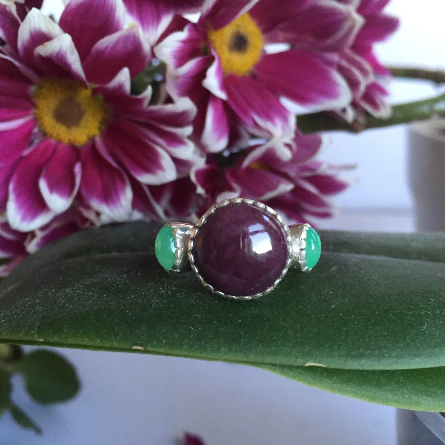 Genuine Ruby Ring - Red Round Ring - Vintage Cocktail Ring