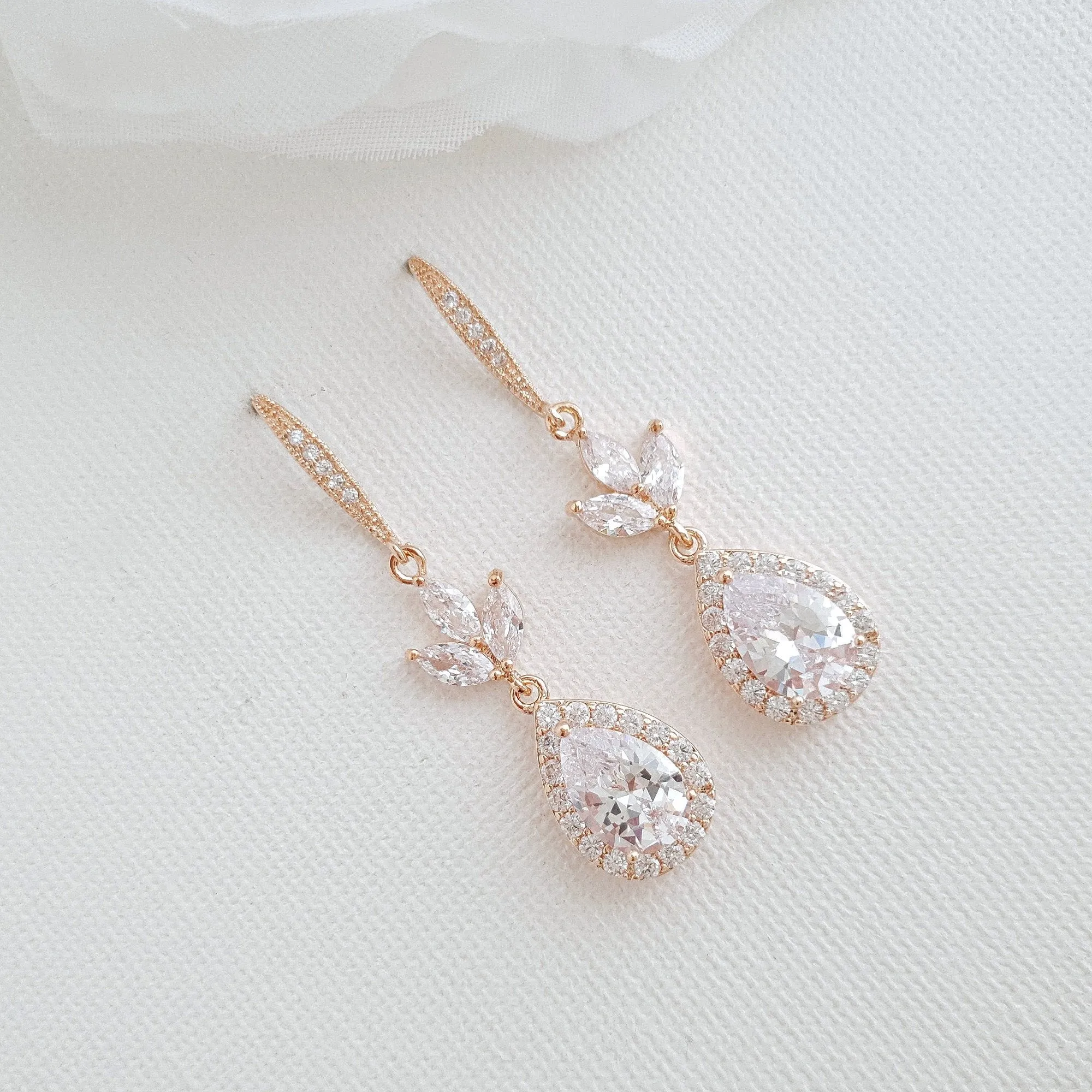 Gold Hook Earrings For Weddings- Lotus