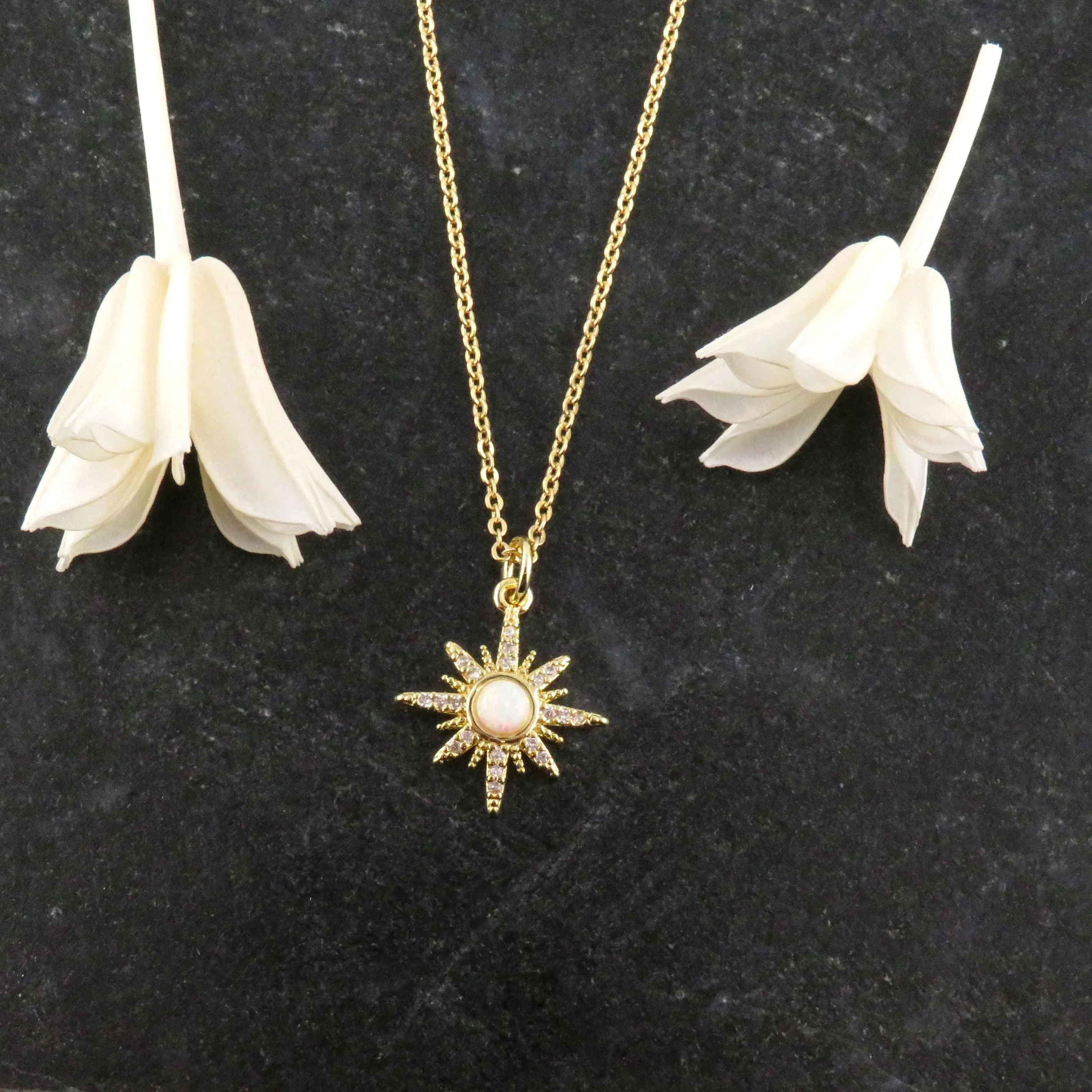 Gold Opal Starburst Necklace