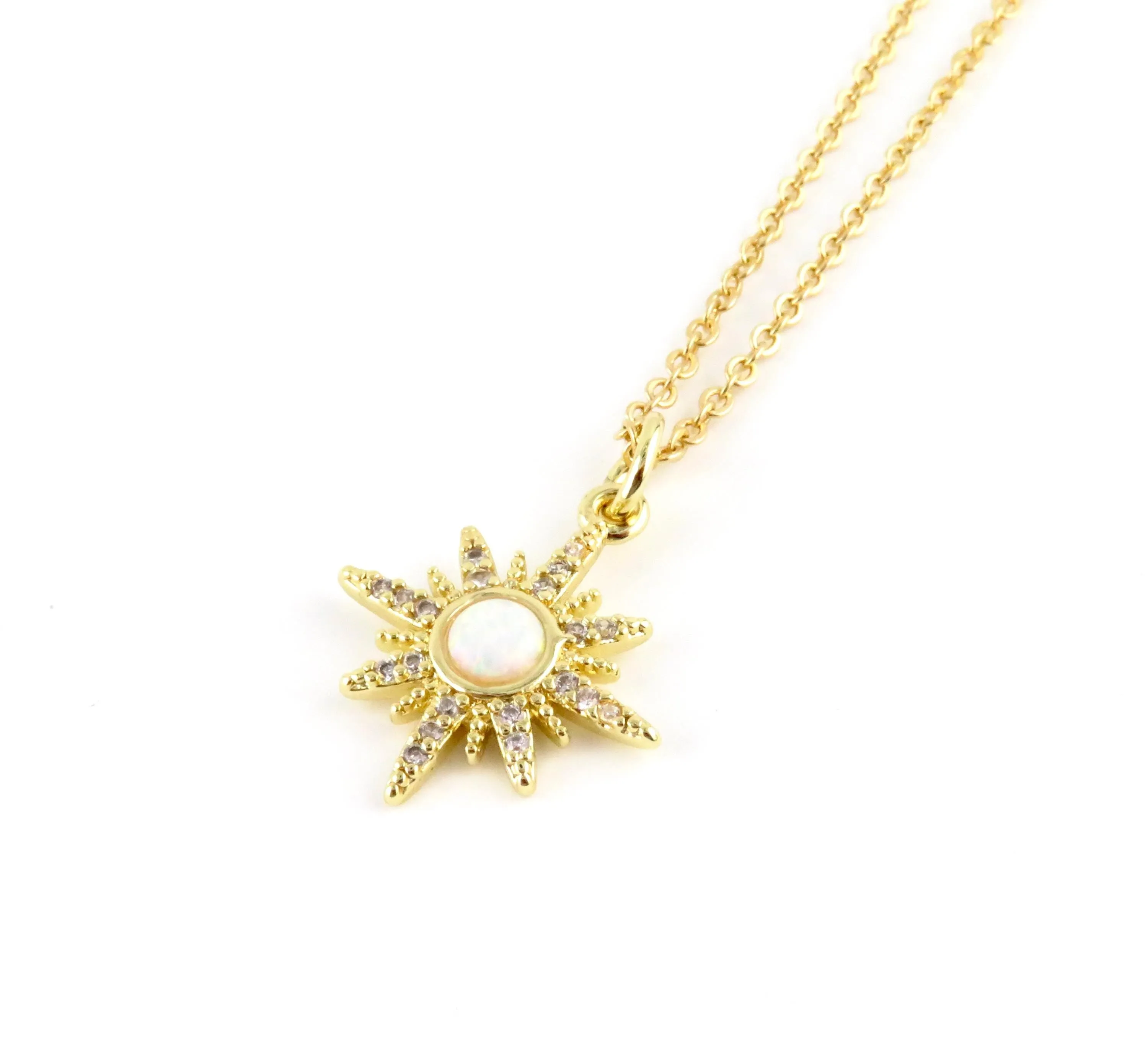 Gold Opal Starburst Necklace