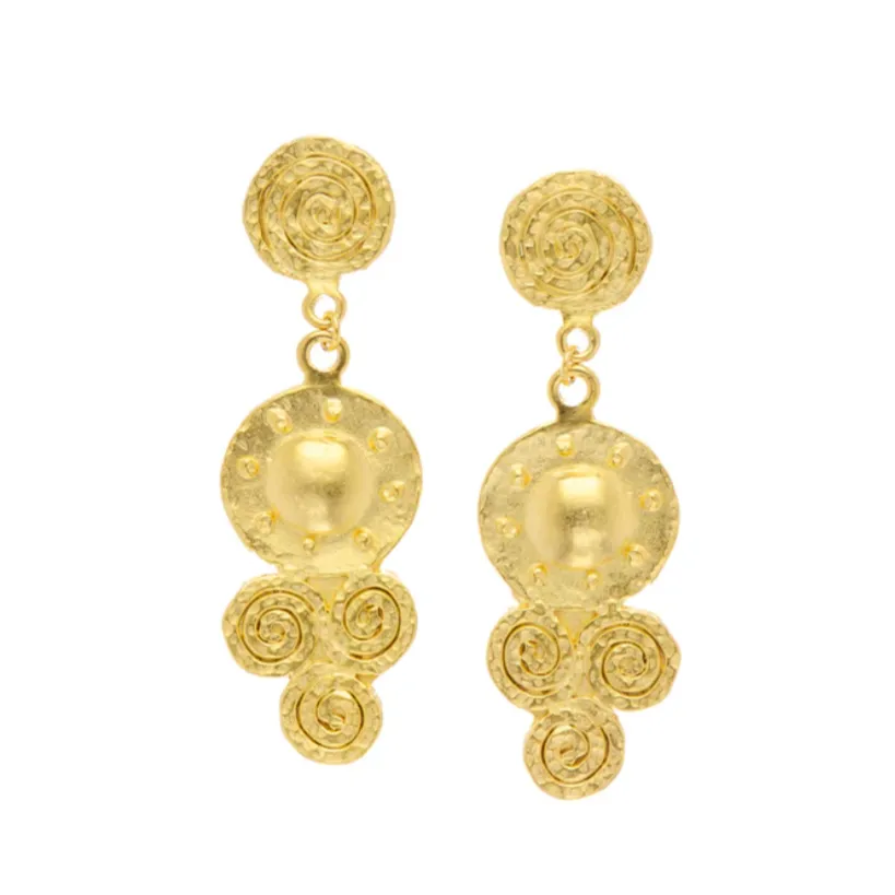 Gold Sardinia Drop Stud Earrings