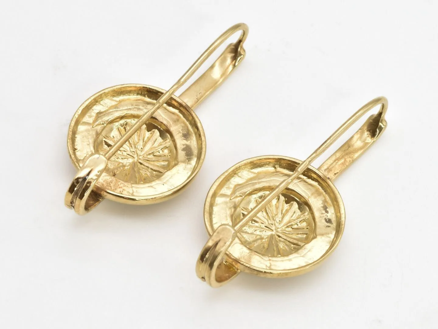 Gold Vintage Earrings - Drop Button Earrings, Gold Ancient Earrings