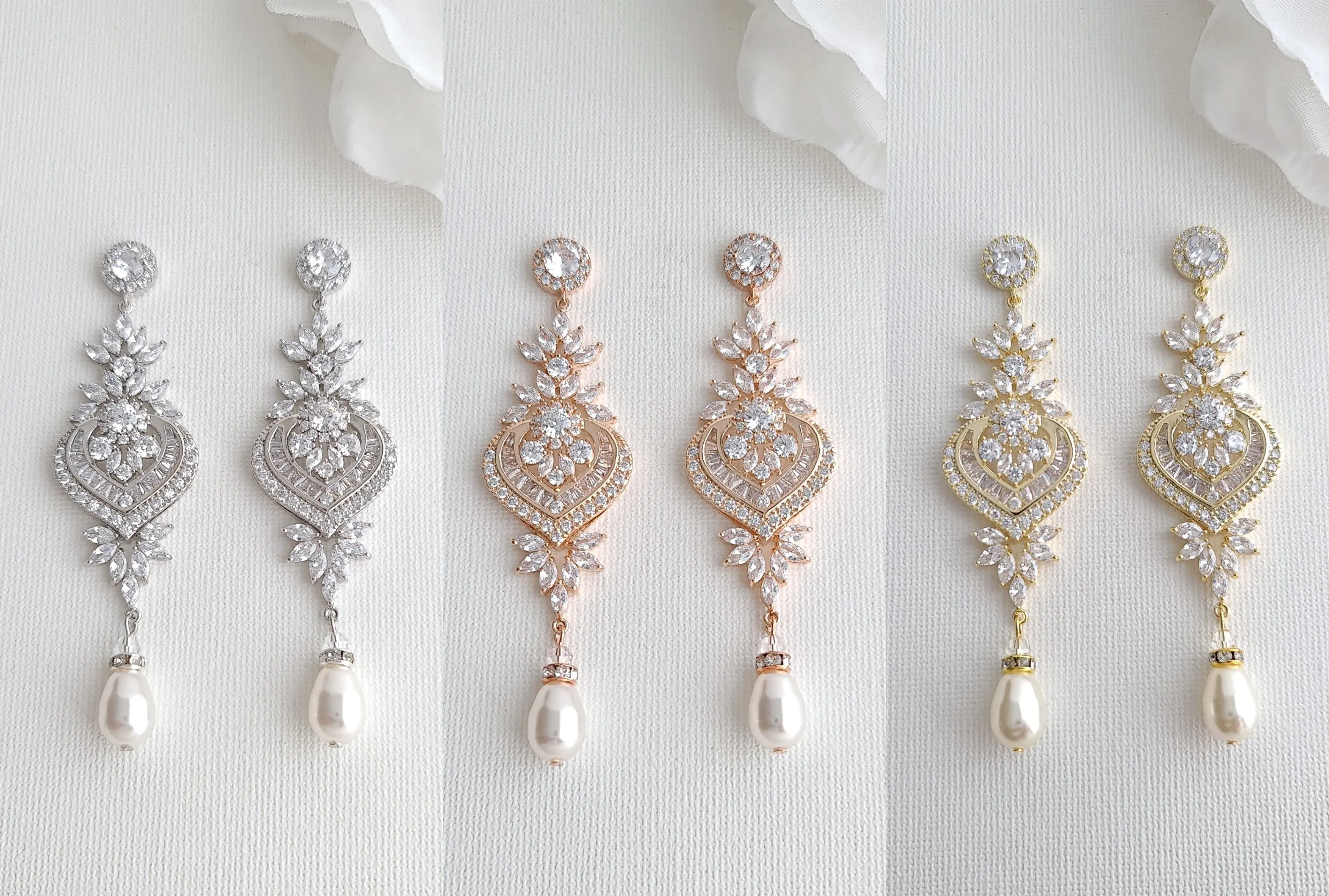 Gold Wedding Earrings- Rosa