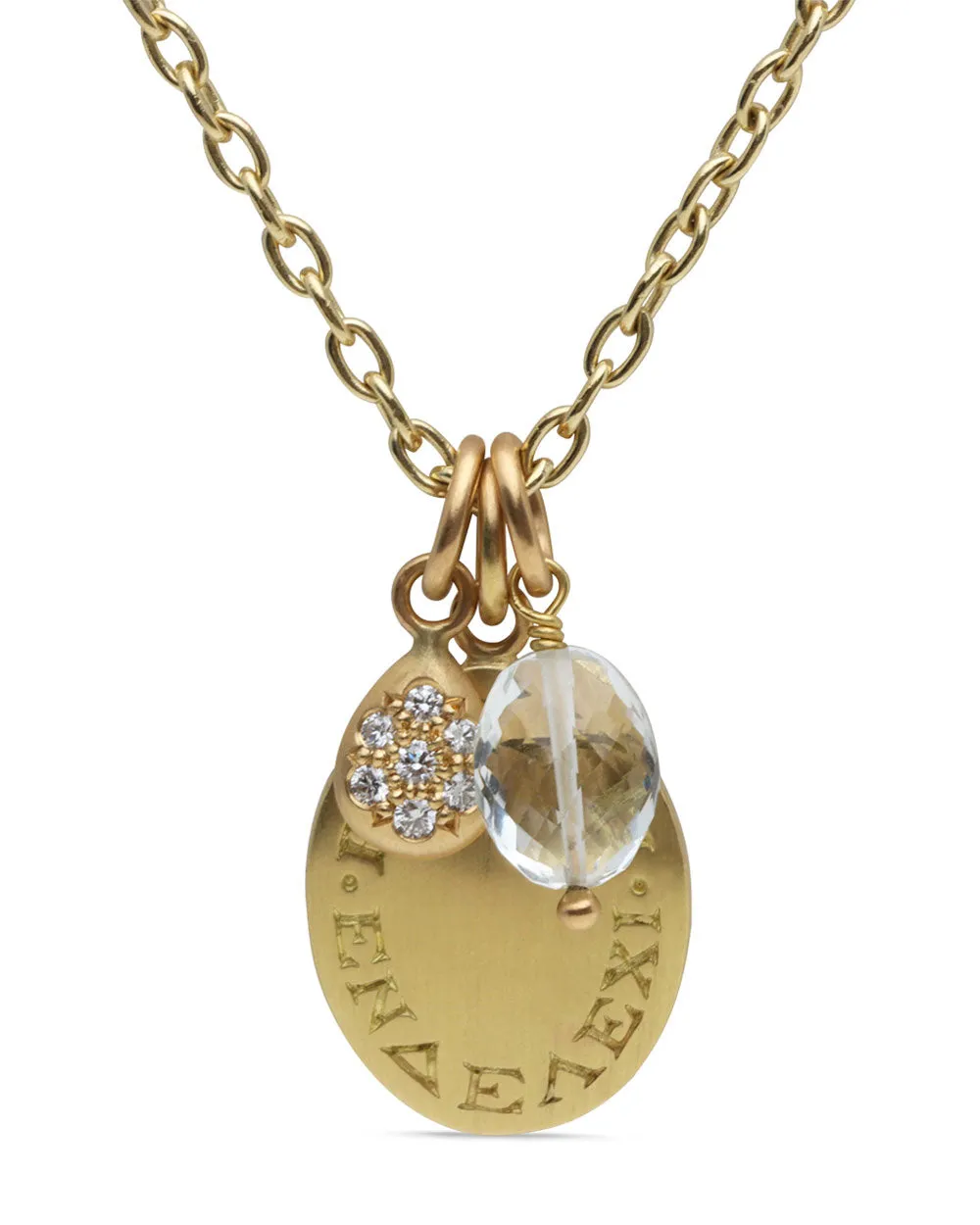 Good Fortune Engraved Oval Pendant