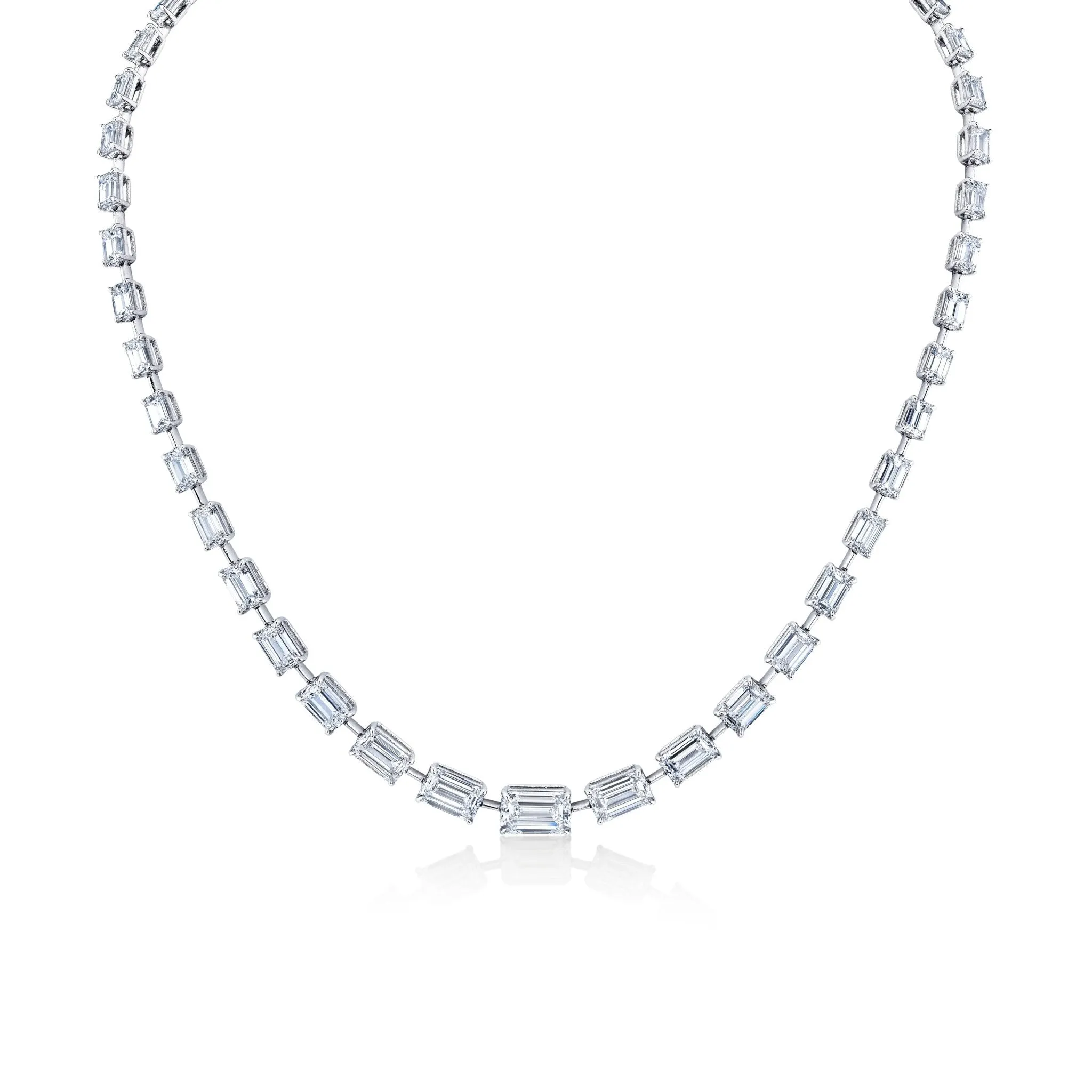 Graduated East-West Emerald Cut Diamond Necklace