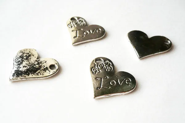 Heart Charm - Antique Silver