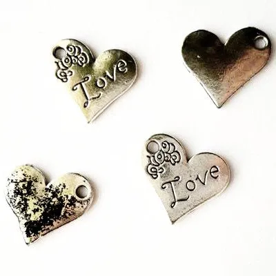 Heart Charm - Antique Silver