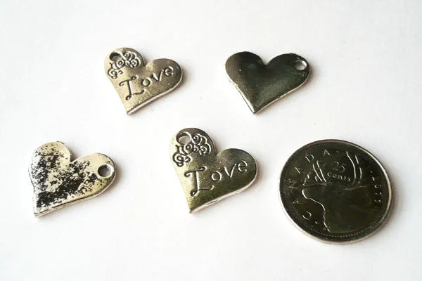 Heart Charm - Antique Silver