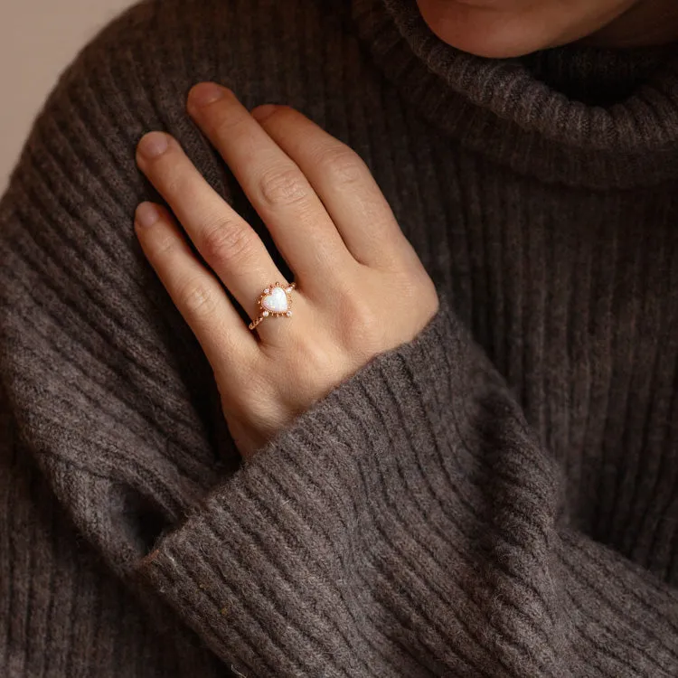 Heavenly Opal Heart Ring